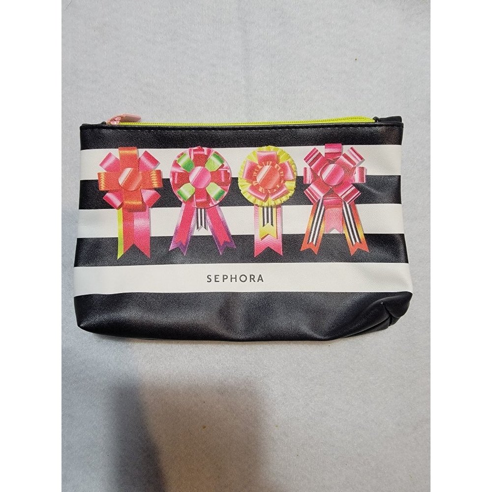 Sephora Ribbons Beauty Cosmetic Make up Bag with zipper